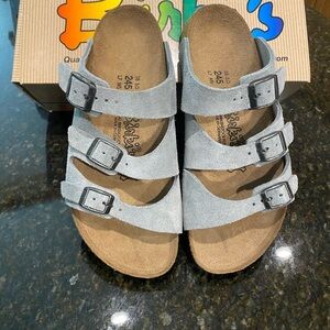 Birkenstock Birki’s “Marseille” Light Blue Denim Suede